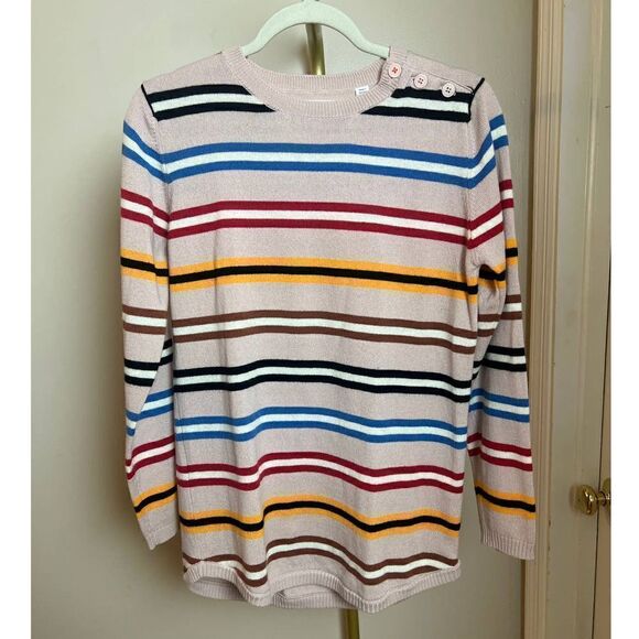 CASHMERE Chinti and Parker Multicolor Striped Sweater Shoulder Buttons Sz. S - Picture 2 of 10